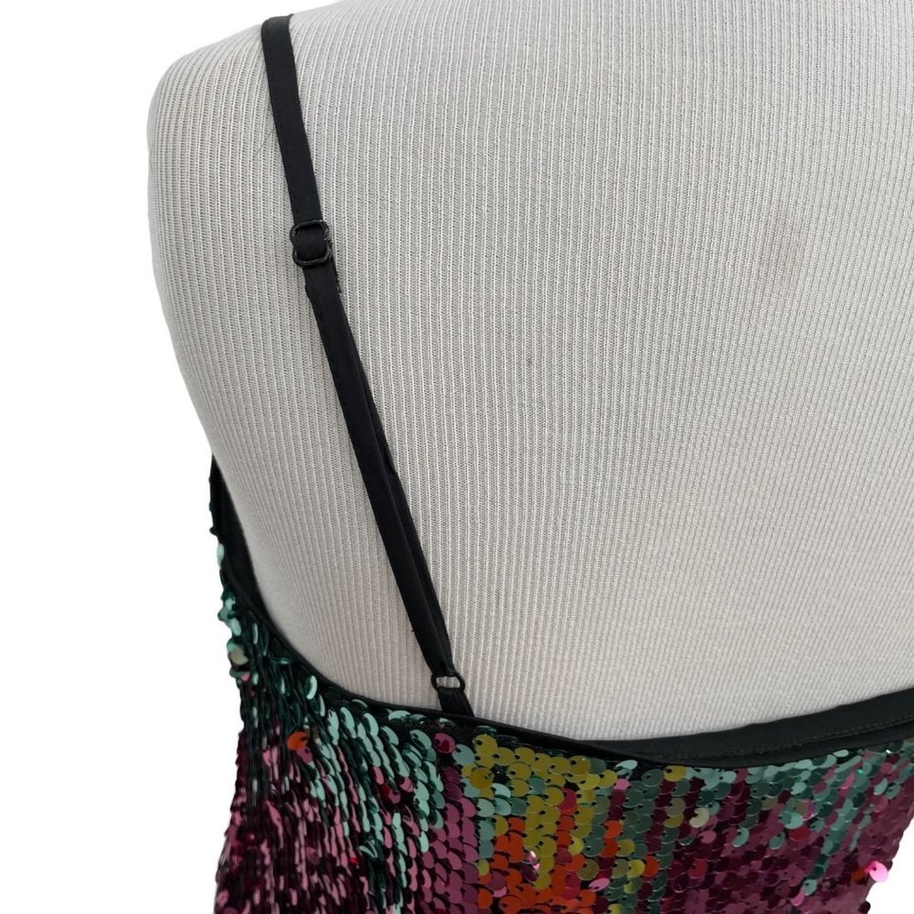Express Size X-Small Multicolor Sequined Mini Dress Cocktail Party Bling Sparkly - Picture 6 of 7